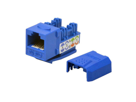 100 pack lot Keystone Jack Cat5e Blue Network Ethernet 110 Punchdown 8P8C