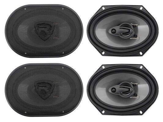 (4) Rockville RV68.3A 6x8 3-Way Car Speakers 1800 Watts/340 Watts RMS CEA Rated