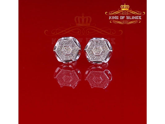 10K White Gold Finish Silver Real Diamond 0.30CT Men/Women Stud Earrings