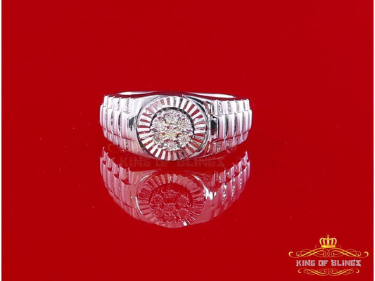 10K White Gold Finish 0.05 CT Real Diamond Men's Silver Ring Size 10