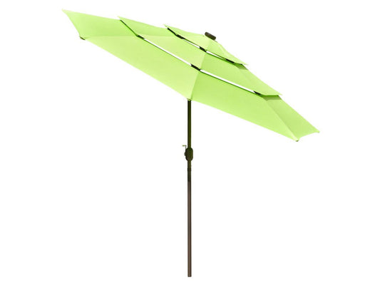 10 Ft 3 Tier Patio Umbrella with Solar LED Crank Tilt Button Outdoor Yard Home